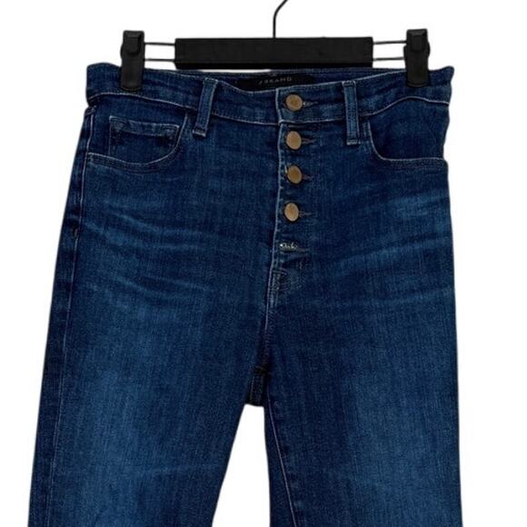 J Brand Lillie High Rise Crop Slim Raw Hem Flare Button Fly Jean 26 Blue #4067 - Picture 2 of 15